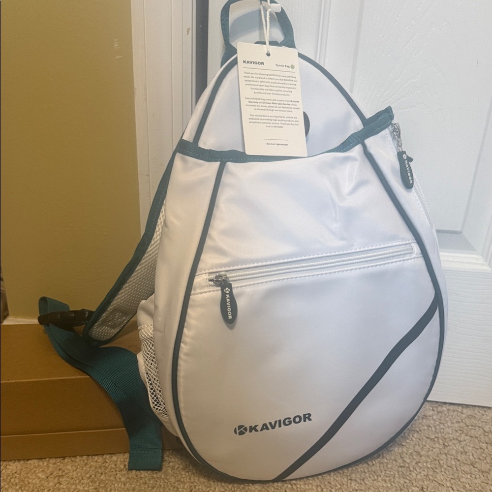 White and Green Women's Tennis Bag